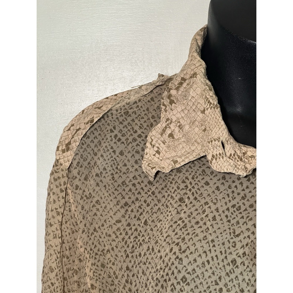Vera Cristina 100% Silk Button Up Top Snake Print Animal Sexy Chiq Slim Petite View 5